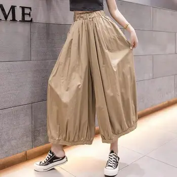 Carga Folgado Culotes Saias Calças para Mulheres Senhora Plissado Grande Perna de calça esporte Bolsos Chique Y2K Coreia Moda Streetwear Festa de Dança