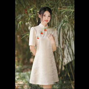 Yourqipao Elegante Vestido Cheongsam para as Mulheres Chinês Tradicional Algodão Superior Hanfu Tang Terno Belos Bordados Estilo Vintage