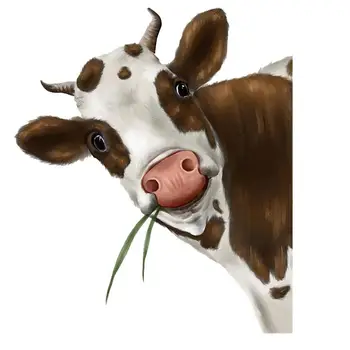 Vaca Se Agarram Na Janela De Adesivos Realista Espreitar Vaca Imprimir Etiquetas Realista Engraçado Bonito Animal Farm Tema Windows Se Apega Adesivo