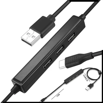 USB2.0 3 Portas HUB Feminino e Tipo-C-USB-C de Alimentação Cabo de Dados para o Portátil de Telefone Celular Tablet