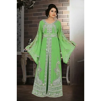 Verde Dubai Árabe de Marrocos Kaftan Abaya Vestuário feminino Vestido de Europeus e Americanos Tendência da Moda