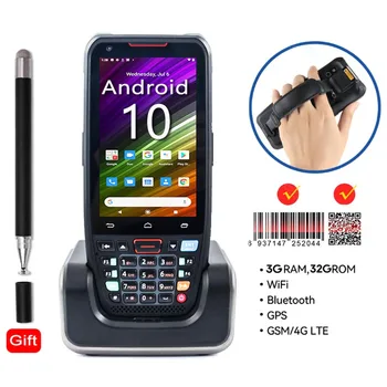 Android 10 Terminal Portátil PDA 3GB 32GB 1D 2D Barcode Scanner Coletor de Dados Portátil com 4G wi-Fi Bluetooth NFC Carga Dock