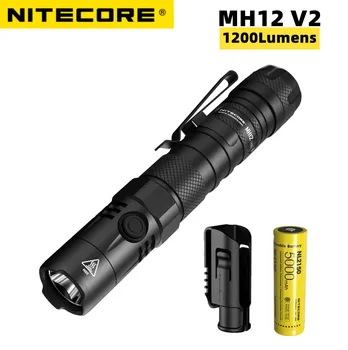 NITECORE MH12 V2 Lanterna 1200 Lumens XP-L2 V6 DIODO emissor de Luz do USB-C Recarregável Lanterna Tática com Bateria de 5000mAh NTH10 Estojo
