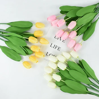 Artificial White Tulip Falso Flor De Casamento, Buquê De Noiva Fotografia Adereços Casa Jardim Decoração De Simulação De Seda Buquê De Tulipas
