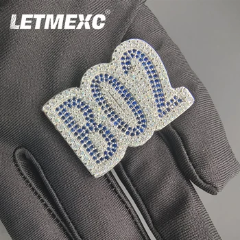 LETMEXC Hip-Hop Estilo Cheio de Diamantes Moissanite Anel de Prata 925 Azul Rubi
