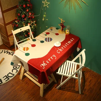 2022 Vermelho Natal 3D Toalha de mesa de natal-por Padrão Poliéster Lavável à prova de Poeira de Algodão Retangular de Pano de Tabela de Decoração de Casamento