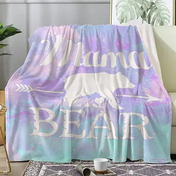Amor, Mamãe Urso de Flanela Jogar Cobertores Mãe de Presentes de Aniversário Usado para Sofá Macio, Quente e Confortável, Leve Acampamento Sofá-Cama
