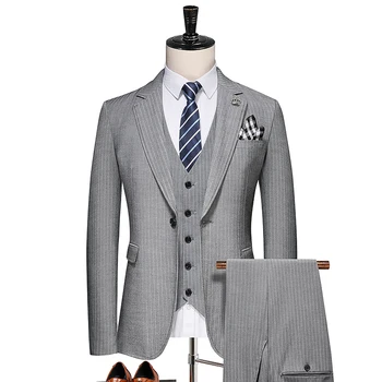 2023 Nova de Alta Qualidade Terno Senhores do Vestido Business Casual Homens, o Terno de Três peças de Conjunto
