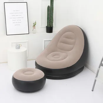 Novo reunindo o sofá inflável preguiçoso sofá-cama com o exterior, apoio para os pés dobrável portátil cadeira europeia estilo americano
