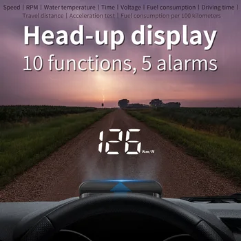 OBD2 HUD Head Up Display GPS do Velocímetro, Temperatura da Água, Relógio para o consumo dos veículos, o Alarme da velocidade Excessiva de Acessórios para carros