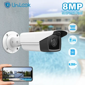 Unilook 4K de 8MP AcuSense Fixo Bala Rede Exterior da Câmera de Detecção de Movimento 2.0 H. 265 Uma Maneira de Áudio IP67 POE Camera IP