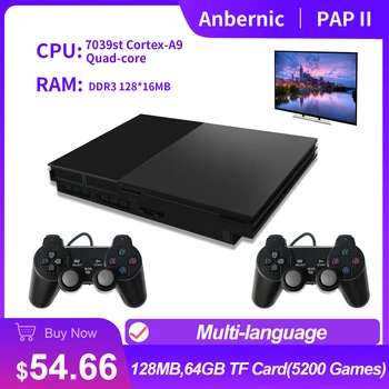 NOVO ANBERNIC PAP II Consola de jogos de Vídeo de 4K TV HD Jogo 64Bit 5200 Família Retro Jogos de jogos de Vídeo Leitor de Duplo Gamepad