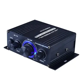 AK170 Mini Digital de Potência de Áudio do Amplificador de Carro de Luz Azul Estéreo Amplificador de Áudio para Home Theater Festa do Clube de Música 200W x2 V8M4