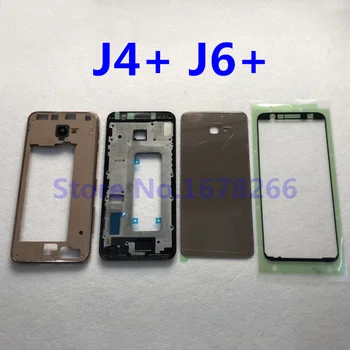 Para Samsung Galaxy J4+ J6+ 2018 J4 Mais J415 J610F SM-J415F Carcaça Completa do LCD do Painel de Cobertura de Quadro do Meio da Porta da Bateria Caso