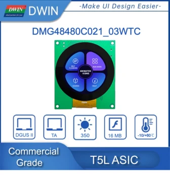 DWIN Circular 2.1 polegadas com 480*480 Módulo de IHM, 16,7 M cores TFT, IPS-LCD, Amplo Ângulo de Visualização - DMG48480C021_03WTC
