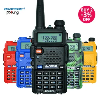 BaoFeng walkie talkie UV-5R dois maneira de rádio cb versão de atualização baofeng uv5r 128CH 5W VHF UHF136-174Mhz & 400-520Mhz polícia scanner