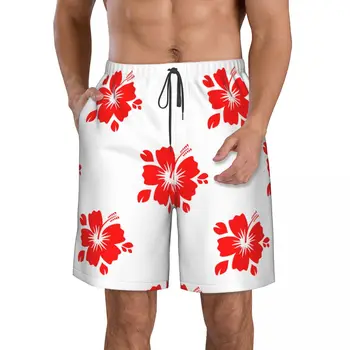 Mens Swimwear Calções de banho Troncos Praia de Board Shorts trajes de banho Mens Executando Esportes Surffing shorts Flor Vermelha, Seca Rápido