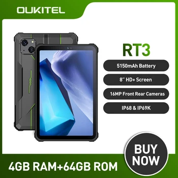 Oukitel RT3 Mini Tablet Robusto de 4GB+64GB Android 12 Tablets8 Polegadas HD+ 5150 mAh 4 Mtk Helio P22 16MP Câmera Pad