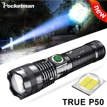 Super Brilhante XHP50 LED Lanterna de Bolso Tático Lanternas Zoomable Lanterna Impermeável Tochas para Camping Caminhadas de Emergência