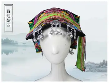 Chinês Miao e Tujia Mulheres Headwear Chapéus